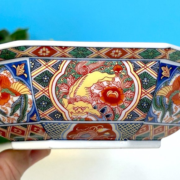 Toyo Nishiki Imari Intricate Floral Japanese Porcelain Octagon Shaped Bowl Japan - Picture 4 of 8